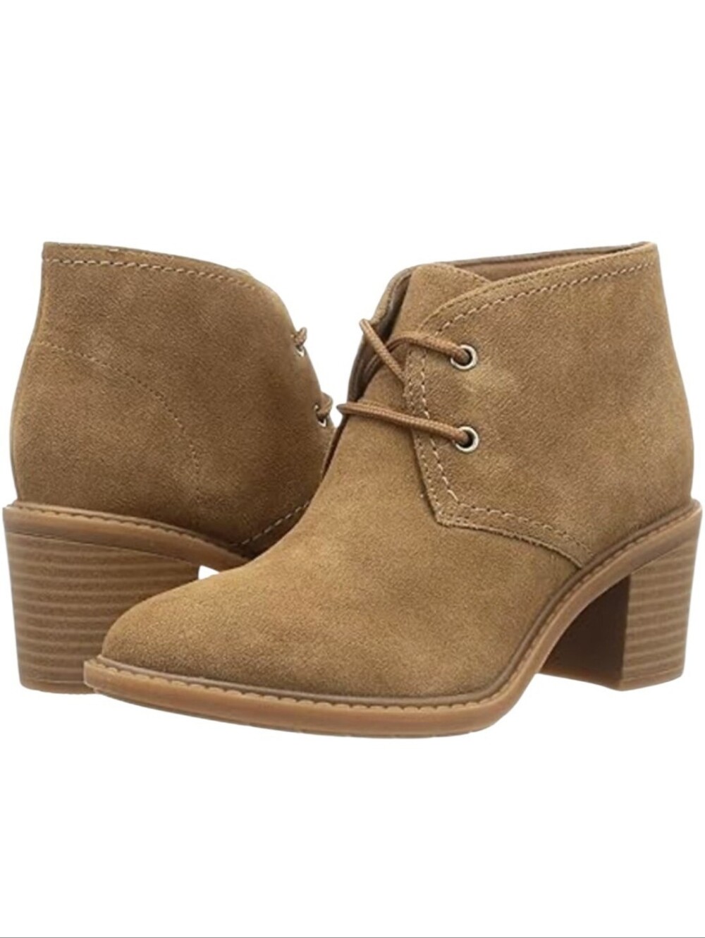 Clarks Tan Block Heel Ankle Boot